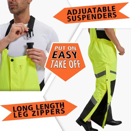 Mens Snow Bib Overalls, Insulated Coveralls for Men Waterproof