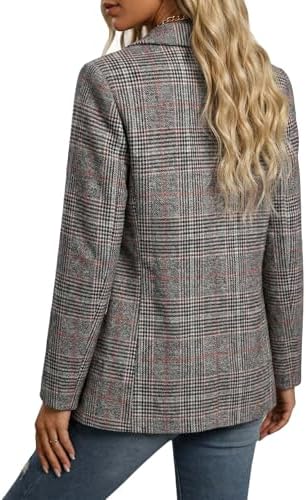 Mina Self 2026 Women's Fall Tweed Blazer Plaid Jacket Business Casual Coat