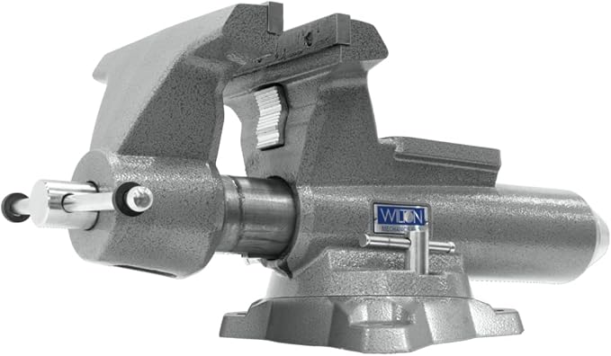 Wilton Mechanics Pro Bench Vise, 10" Jaw(Width-12", Opening-5-1/4") Throat (Model 8100M), gray