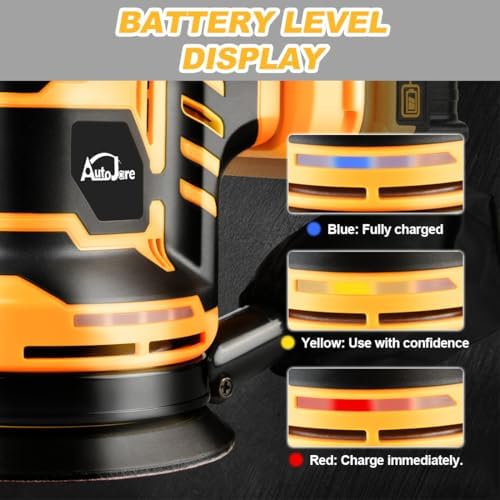 Random Orbit Sander Compatible with Dewalt 20V Battery 3 Adjustable Speed 5 inch electric Sander with Dust Bag 3 Sandpaper for Polishing, Sanding, Smoothing Surfaces (NO Battery)