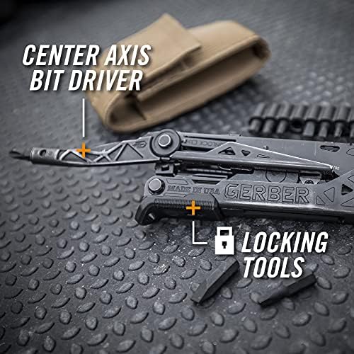Gerber Gear Center-Drive Multitool - With Needle-Nose Pliers, 3.25" Blade & Center-Axis Bit Driver - Includes Magnetic Flathead & Phillips Bits - Comes with Coyote Brown Sheath - Made in USA - Black