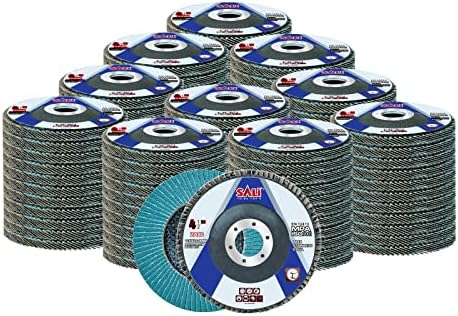 Sali 100 Pack Zirconia Flap Disc 80 Grit 4.5" x 7/8-Inch Sanding Disc Bevel Type #29 Premium and Industrial Grade Angle Grinder Grinding Wheel High Performance Edge Grinding