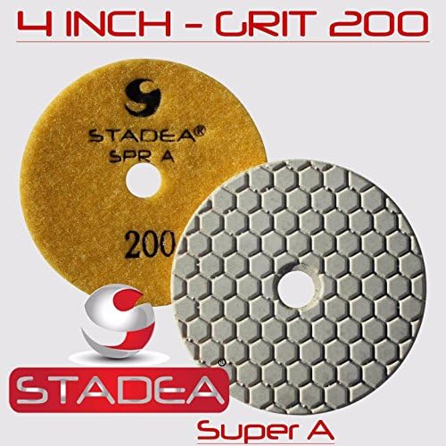 Diamond Polishing Pads 4" Dry For Concrete Granite Stone Polish- Set of 8 Pads, 1 Rubber Backer Holder