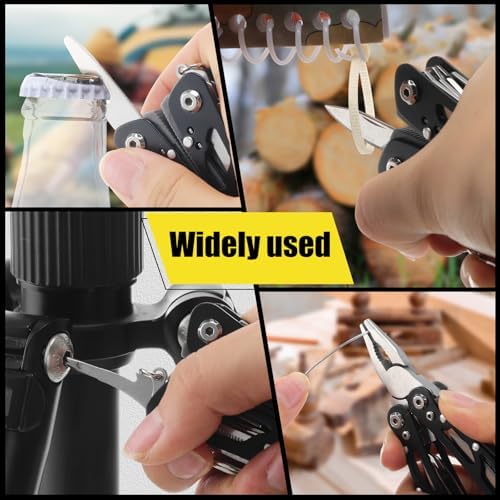 Lasnten 12 Pcs Multitool Pliers, Stainless Steel Foldable Mini Tool,Black