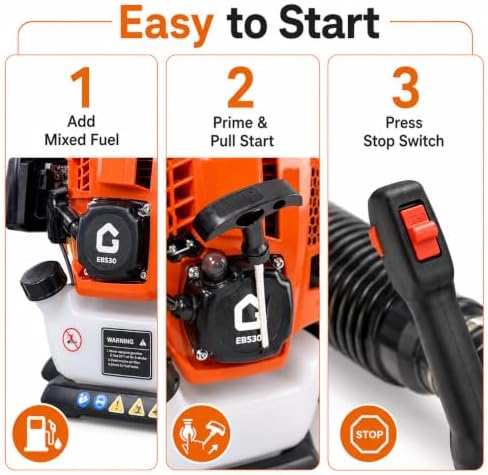 GarveeTech 43CC Gas Backpack Leaf Blower, 780CFM 270MPH for Yard Cleanup
