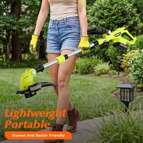 20V Electric Weed Wacker Cordless Edger Lawn Tool 2 X 2.0Ah Battery Powered Weed Eater with Charger, 12 Inch Lightweight String Trimmer, Auto Line Feed Grass Cutter Lawn Mower for Small Yard Garden