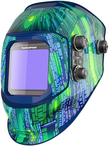 ARCCAPTAIN Auto Darkening Welding Helmet, 3.94"X3.66" Large Viewing Screen