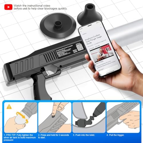 ‌Electric Toilet Plunger for Bathroom, High-Pressure Air Plunger, Heavy-Duty Clog Remover for Toilets, Toilet Drain Unclogger (Ink Black)