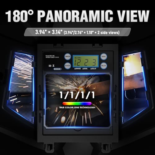 YESWELDER Auto Darkening Welding Helmet, 180° Panoramic View