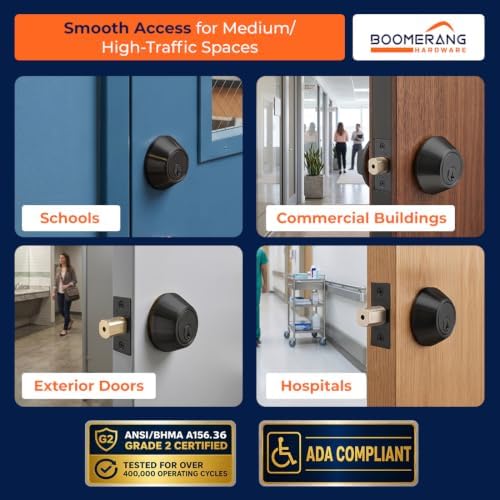 Boomerang DB7431 Heavy-Duty Designer Commercial Deadbolt Lock, 6-Pin