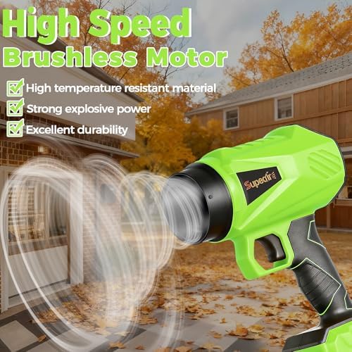 Electric Blower Cordless with 2 X 4.0Ah Batteries Powerwed 800000 RPM, Stepless Speed Control, 200 MPH, Powerful Blower with 2 Nozzle, Lightweight Blower for Daily Cleaning of Yards, Garages, Lawns