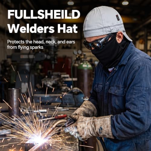 Fullsheild Reversible Welding Cap FR Cotton Welder Hat for Men Women, Grey