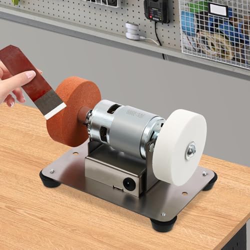 Mini Benchtop Sander Electric Bench Grinder Spindle Sander Low Noise Polishing Grinding Machine 7 Adjustable Speed Small Grinder for Woodworking Knife Making Crafts DIY