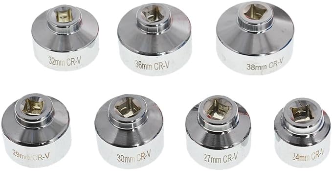 7 Pcs For 3/8" Oil Filter Cartridge Socket Set Metric 24 27 29 30 32 36 38mm