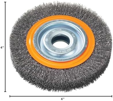 Walter 13B040 Stringer Bead Wheel Brush - 4 in. Orange Abrasive Wheel Brush with Crimped Wires, Round Hole, Carbon Steel