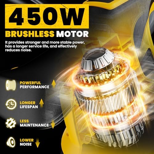 Cordless Buffer Polisher for Dewalt 20V Battery, 450W Brushless Car Buffer Polisher Waxer with 6 inch disc, 6 Variable Speed Up to 5200 RPM for Waxing Polishing Scratch Removal (Tool only)
