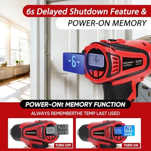 Cordless Heat Gun Compatible with Milwaukee M18 Battery, Fast Heating Variable Temp (122°F~1112°F) Hot Gun LCD Display and 4 Nozzle for Shrink Tubing, DIY(No Battery, Not Made by Milwaukee)