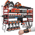 Gotega Power Tool Organizer Wall Mount, Heavy Duty Tool Storage Rack, Red
