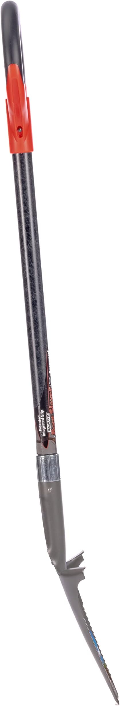 Root Slayer 23311 Perennial Garden Shovel with Serrated Blade for Digging and Root Cutting, Fiberglass Shaft, Heavy Duty Steel Spade, Red