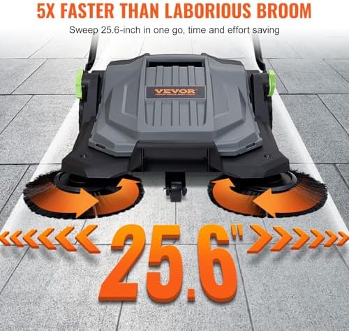 VEVOR Walk-Behind Hand Push Floor Sweeper with 25.6" Sweeping Width