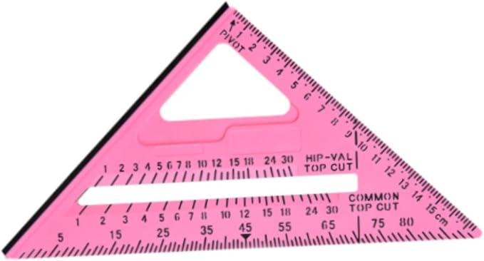 Generic Carpentry Triangle Ruler Protractor Carpenters Tool Woodwork Measuring Right Angle Ruler for Machinist Remodeling Projects, Pink
