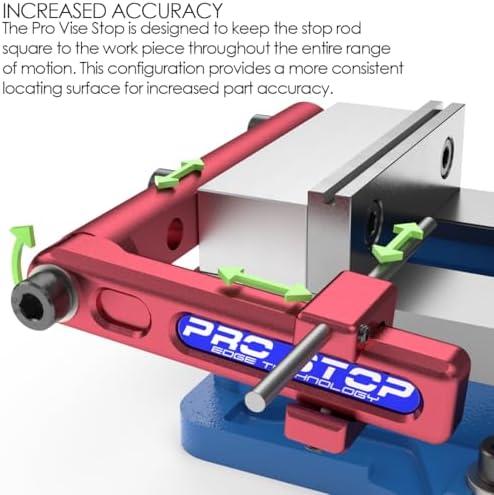 03-000 Pro Vise Stop - Low Profile CNC Milling Workstop for 6" Vises, Fast, Accurate Part Setup, Repeat Setup with Rotating Arm for Total Clearance