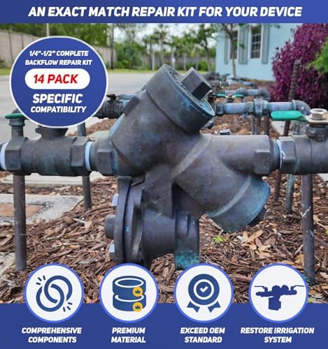 1/4"-1/2" Complete Backflow Repair Kit Fits for Zurn Wilkins 975XL/975XL2 Backflow Preventers, Replacement RK14-975XLC Components Repair Set