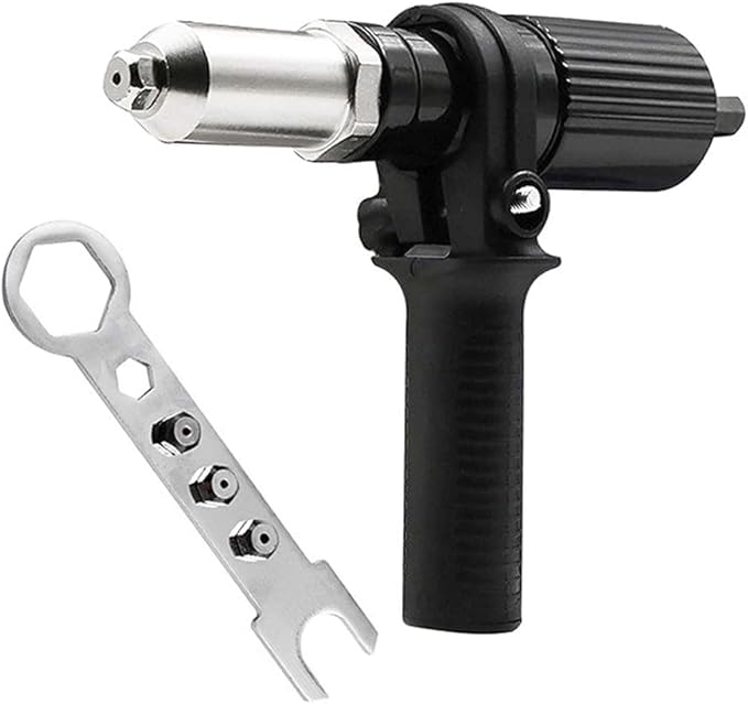 Rivet Gun Adapter Kit,Electric Power Drill Rivet Attachment,Easy Processing for Pop Riveting Work,with 4 Rivet Heads 2.4mm 3.2mm 4.0mm 4.8mm