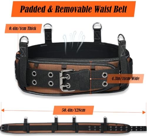WELKINLAND 39-Pocket Tool Belt With Suspenders, Heavy-Duty Roof Tool Belt