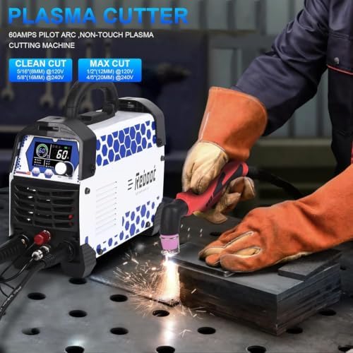 Reboot Plasma Cutter, 2025 Upgraded 60Amps Cutter Machine with 120/240V Dual Voltage DC Inverter IGBT 1/2 Inch Clean Cut, 4/5 inch Maximum Cut, Mesh Cutting, Rust Removal