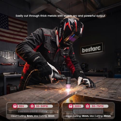 Bestarc Plasma Cutter Machine, 75Amps HF Pilot Arc, 110/220V, Air Sensor