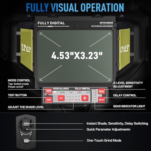 ANDELI Auto Darkening Welding Helmet, Digital Display Control