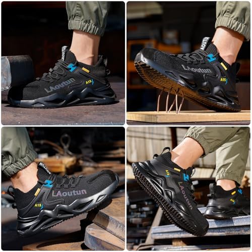 LAoutun Steel Toe Shoes for Men Work Shoes Safety Sneakers Lightweight