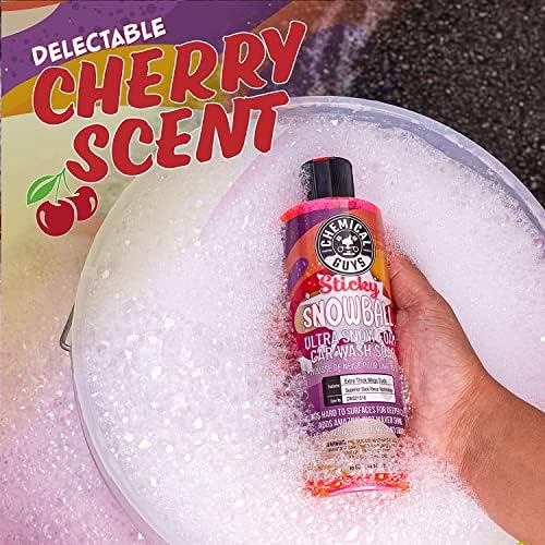 Chemical Guys CWS21564M Car Wash Starter Bundle - Sticky Snowball Ultra Snow Foam Car Wash Soap, 64 oz (.5 Gallon) Cherry Scent + Green Chenille Wash Mitt (2 Items) Works on Cars, Trucks, SUVs, & More