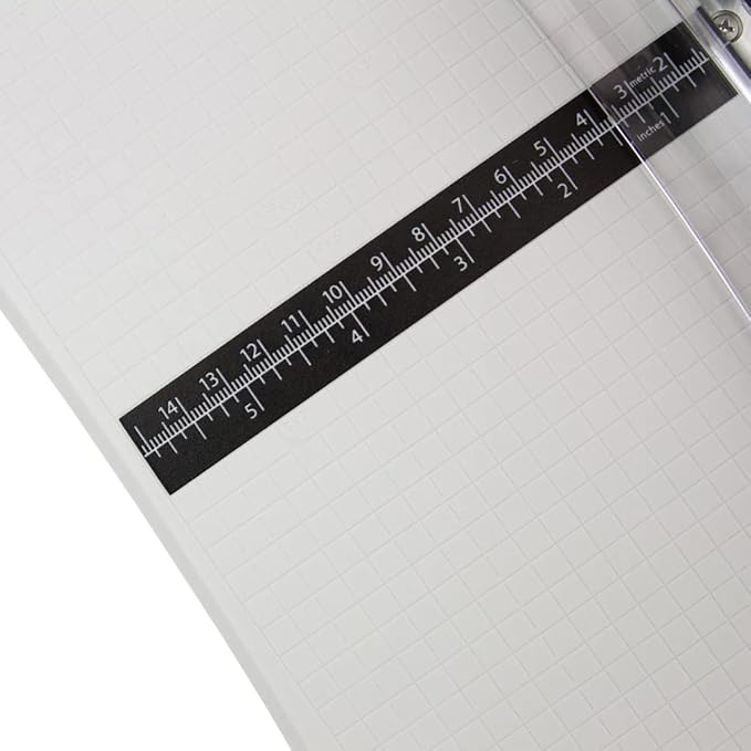 Tonic Studios Paper Cutter Tool - Rotary Trimmer for Scrapbooking, Cardstock, Vinyl, Photos - 12.5 Inch Cutting Length with Extendable Ruler and Grid Lines, White