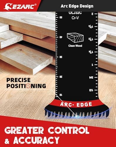 EZARC Japanese Tooth Oscillating Saw Blades, 10 PCS Extra-Long Arc Edge Oscillating Multitool Blades Clean Cut for Wood and Plastic, Universal Quick Release Multi Tool Blades Kits
