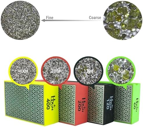 Diamond Hand Polishing Pad Diamond Sanding Block Foam Backed Diamond Sponge Sanding Pads for Wet or Dry Grinding polishing for Granite Marble Stone Tile Glass Ceramic (1, 400# Cubic)