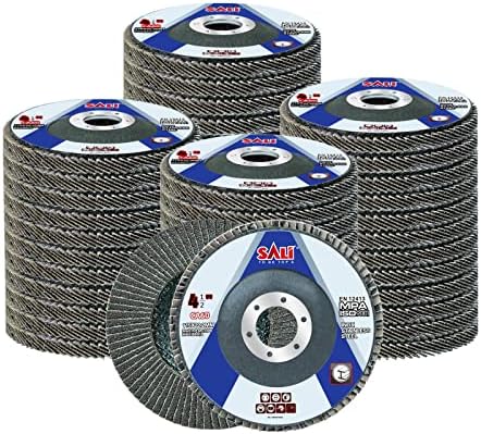Sali 48 Pack Flap Disc 60 Grit 4.5" x 7/8-Inch Sanding Disc Bevel Type #29 Premium and Industrial Grade Angle Grinder Grinding Wheel High Performance Edge Grinding