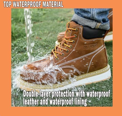 Work Boots for Men 6" Steel Toe Wedge Sole Waterproof Safety Boots