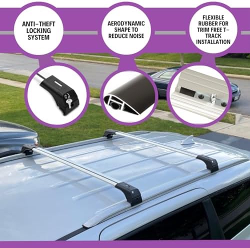 ERKUL Roof Rack Cross Bars for Kia Sportage 2017-2022 | Aluminum Crossbars with Anti Theft Lock for Rooftop | Compatible with Flush Rails - Silver