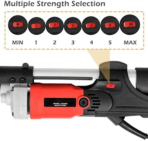 800W Electric Drywall Sander Commercial Adjustable Variable Speed Disc Sander with 6 Sand Pads