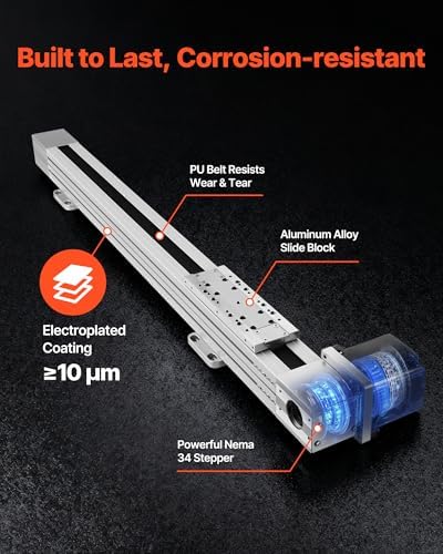 VEVOR Linear Guide Rail, Belt Drive, CNC Linear Motion Stage Actuator, with Nema34 Stepper Motor, 600 mm Stroke Work Size, High Speed Motorized, for Engraving Machine, CNC Milling Machine, 3D Printer