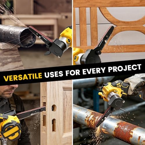Cordless Detail Band file Sander Compatible with DEWALT 20V MAX Battery (Tool Only),120° Rotatable Head, LED Display, 3/8"x13" Belt, for Woodworking, Paint & Metal Rust Removal, DIY