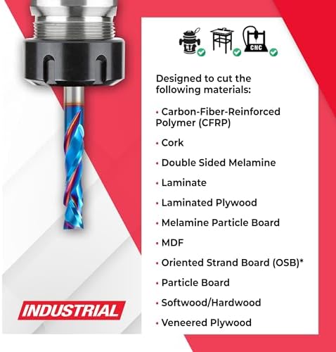 Amana Tool Spektra Extreme Tool Life Solid Carbide CNC Compression Spiral Router Bit, 46179-K, 3/8 D x 1-5/8 CH x 3/8 Shank x 3-1/2 Inch Long 2 Flute