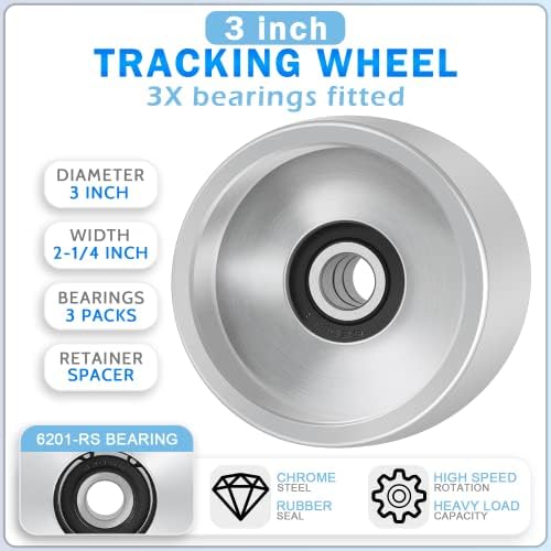 2" x 72" Belt Grinder Wheel Set Complete Wheel Kit Aluminum Wheel Crowned for Knife Grinder 5" Drive 5/8" Bore 3" Track 2" Idler (5" 5/8-3" - 2")