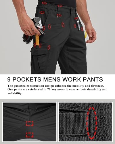 CNBQDD Mens Work Pants Cargo Tactical Construction for Men Ripstop Waterproof Lightweight Outdoor Hiking with Pockets