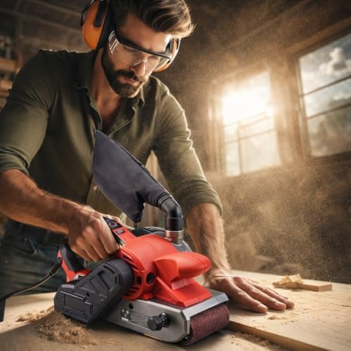 Fits BAUER 10 Amp 4 in x 24 in Variable Speed Belt Sander - 6 Speed, Powerful 1600 FPM for Fast Stock Removal, Shaping & Finishing, Fast Belt Release Lever, Includes Sanding Belt & Dust Collection Bag