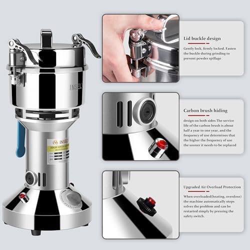Grain Mill 550g,flour mill,Grain mill grinder Stainless Steel Flour Wheat Seeds Corn Spices Nut & Seasonings Dry Grinder Electric Machine grinder for kitchen