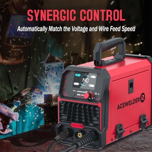 ACEWELDER 140A Gasless Flux Core MIG Welder/Lift TIG/Stick 3 in 1 Welding Machine 110V Portable IGBT Inverter Synergy Welder Machine