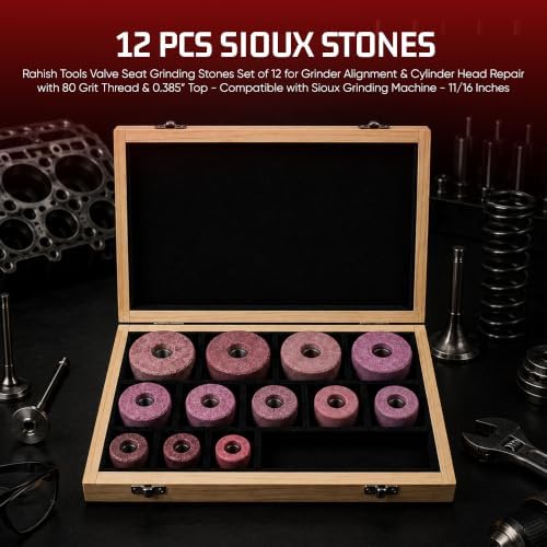 Sioux Valve Seat Grinding Stones, 12 Pcs, 80 Grit, 11/16" Thread, 1"-2-1/2"